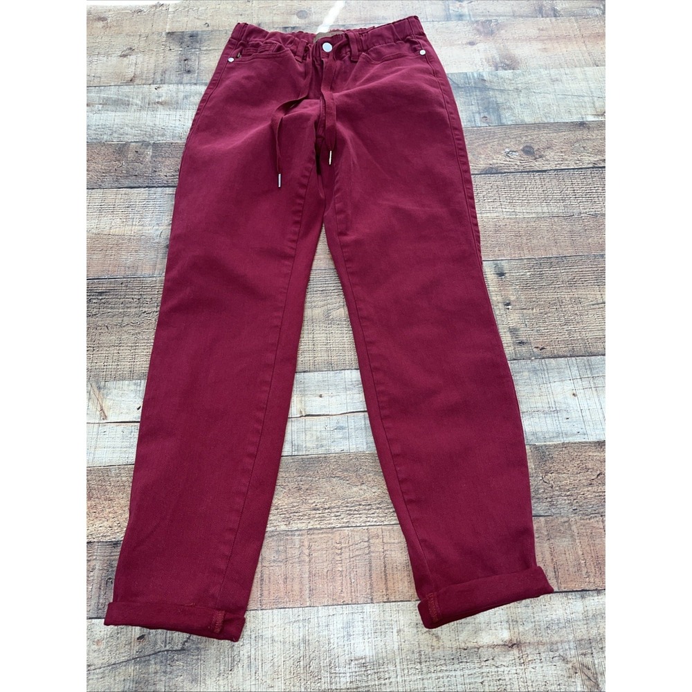 Judy Blue Garment Dyed Scarlet‎ Red  Drawstring Denim Jogger Sz 3(2215)